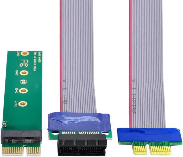 Main image of NVME AHCI NGFF M-key SSD to PCI-E 3.0 1x x1 Vertical Adapter with PCI-E Cable Male to Female Extension