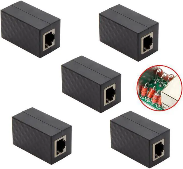 Main image of 5pcs/lot RJ45 UTP STP CAT6 CAT5e Female to Female Network Lan Adapter Extender with Lightning Protection & Shield Black