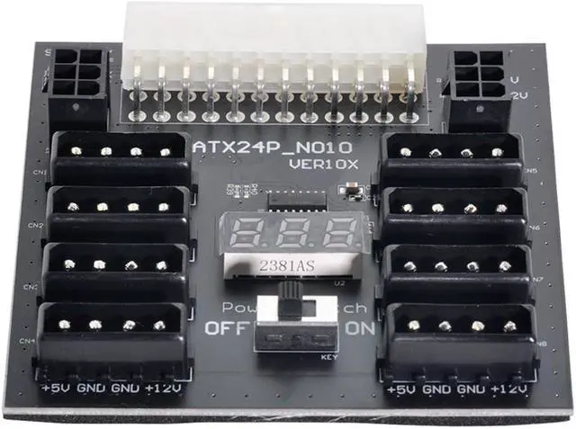 Main image of ATX Server PSU Power Board 24Pin to IDE 8x 4Pin +2x 6Pin Power Supply Board for CHIA ETH BTC Mining Miner