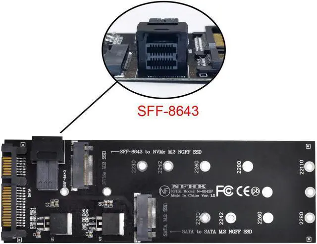 Main image of SSD SATA Adapter SFF-8643 to U2 Kit NVME PCIe NGFF M-Key to HD Mini SAS