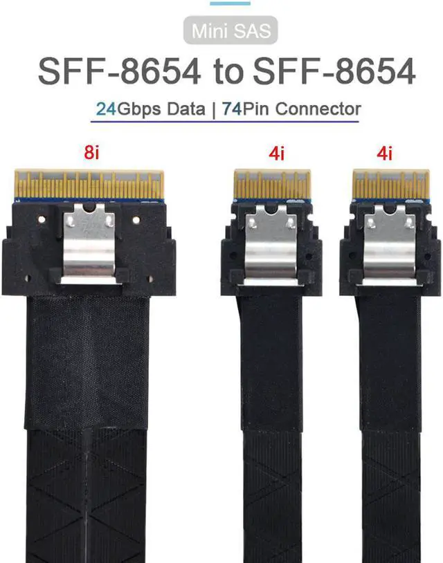 Main image of SFF-8654 8i 74Pin Male to Dual SFF-8654 4i 38Pin Male PCI-E Ultraport Slimline SAS Slim 4.0 Cable 40cm PCI-Express