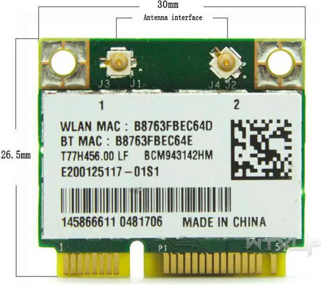 Main image of Broadcom BCM943142HM BCM943142 150Mbps Mini PCI-E Wireless Wlan Card 802.11b/g/n WIFI Bluetooth 4.0 PC Adapter