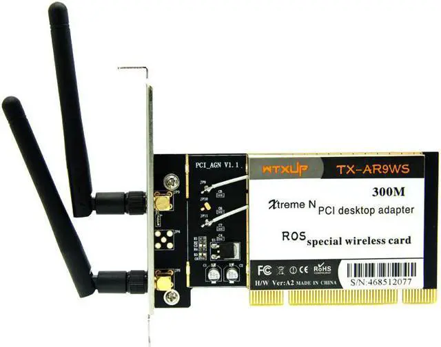 Main image of Atheros AR9223 PCI 300M 802.11b/g/n Wireless WiFi Network Adapter for Desktop 2 Antenna