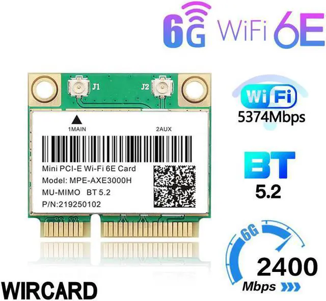 Main image of AXE3000H 5374Mbps Wifi 6E For AX210 Mini PCIE Wifi Card For BT5.2 802.11AX 2.4G/5G/6Ghz Wlan Network Card Adapter For Windows 10
