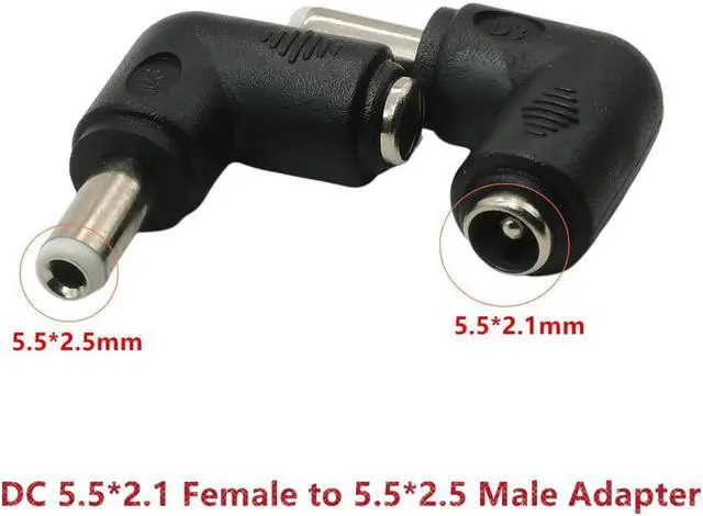 Main image of DC 5.5*2.1mm Female to 5.5*2.5mm Male Adapter, Jack 5.5mm x 2.1mm to 5.5mm x 2.5mm Right Angle Connector 90 Degree 5-pack