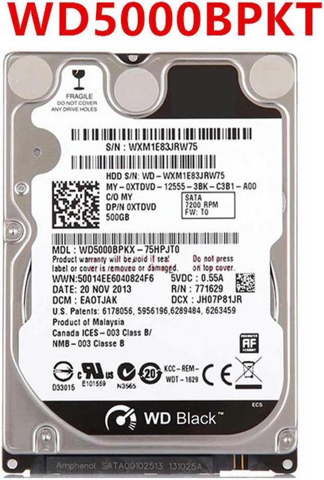 OIAGLH HDD For 500GB 2.5 SATA 3 Gb/s 16MB 7200RPM 9.5MM For Internal Hard  Disk For Notebook HDD For WD5000BPKT