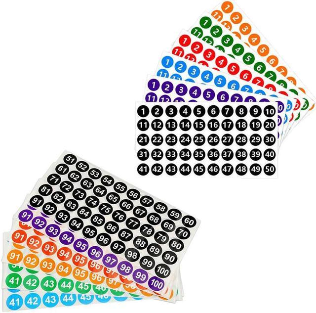 OIAGLH 12sheets/600pcs Round Kids Adults Classification 1 To 100 School  Waterproof Home Office Removable For Planner Number Sticker Set 