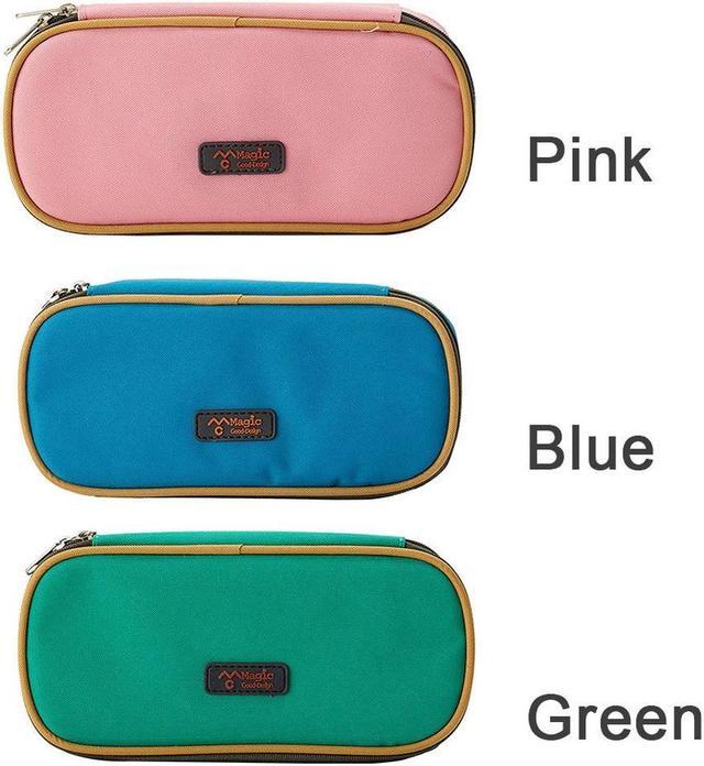 OIAGLH College Double Zipper Multifunctional Stationery Organizer Canvas  Pouch Solid Color Travel Pencil Case Large Capacity Simple 