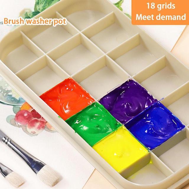 OIAGLH Student Art Supplies Holder Drying Paint Brush Washer Pot Tool  Cleaning Multifunctional Bucket School Barrel 3 In 1 With Palette 