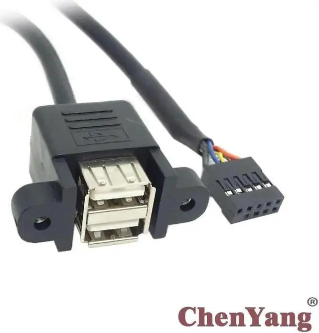 Main image of FOR Motherboard 9 Pin Header to Stackable Dual USB 2.0 A Type Female Cable 50cm with Screw Panel Holes