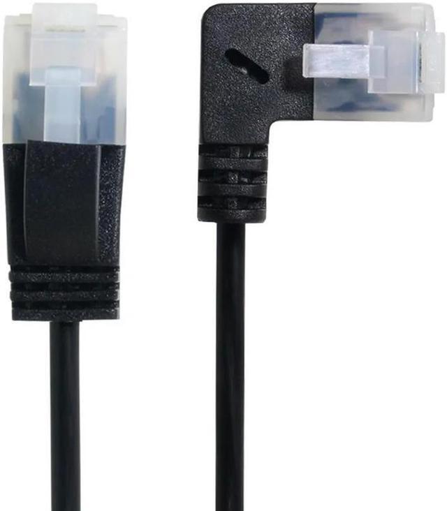 Main image of FOR Ultra Slim Cat6 Ethernet Cable RJ45 Left Angled to Straight UTP Network Cable Patch Cord 90 Degree Cat6a Lan for Laptop