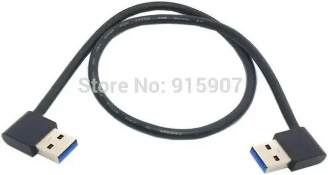 Main image of FOR 50cm 20cm USB 3.0 Type A Male 90 Degree Left Angled to Right Angled Extension Cable Straight Connection