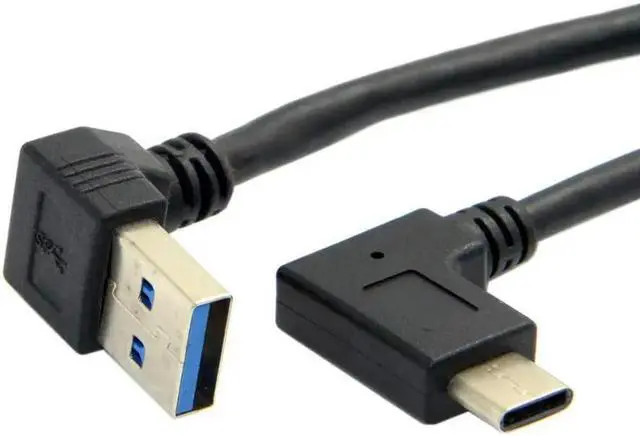 Main image of FOR Double elbow Type-C USB to USB-A male USB3.1 Type C Male 90 Degree Left Right Angled connector short for Power black cable