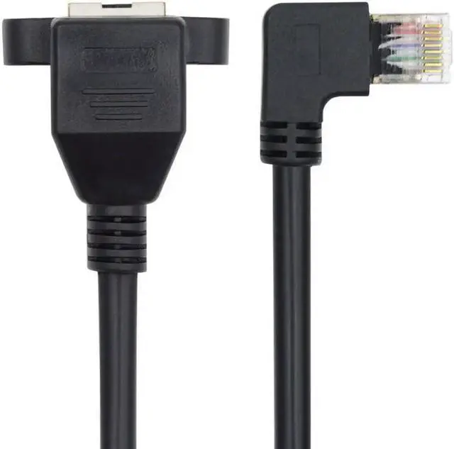 Main image of FOR Left/Right Angled 90 Degree 8P8C FTP STP UTP Cat6 Lan Ethernet Network with Panel Mount Holes Male to Female Extension Cable