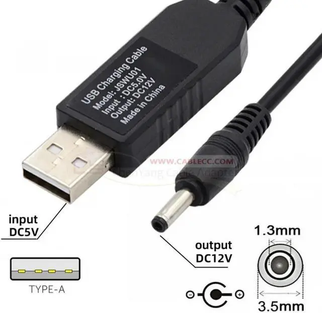 Main image of FOR Power Plug Barrel Voltage Riser Boost 100cm USB 2.0 Type-A DC 5V to DC 12V 3.5x1. m 5.5x2.1mm 5.5x2.5mm Connector Cable