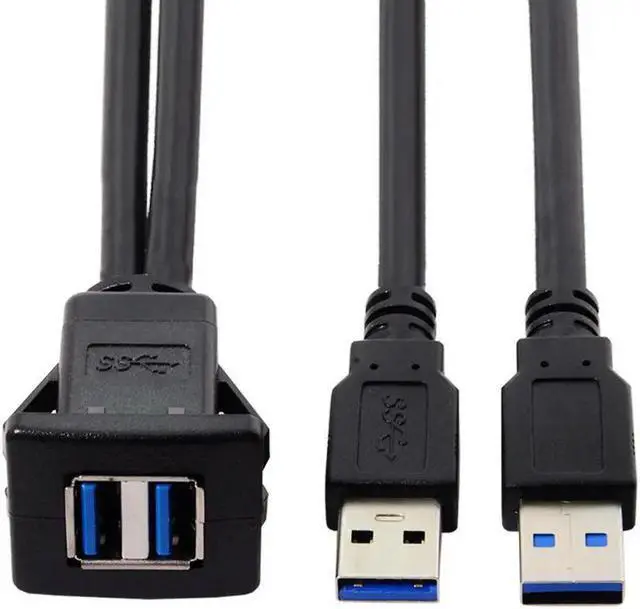 Main image of FOR 1m Waterproof Dual USB 3.0 Extension Latch Mount Car AUX Cable for Dashboard Panel
