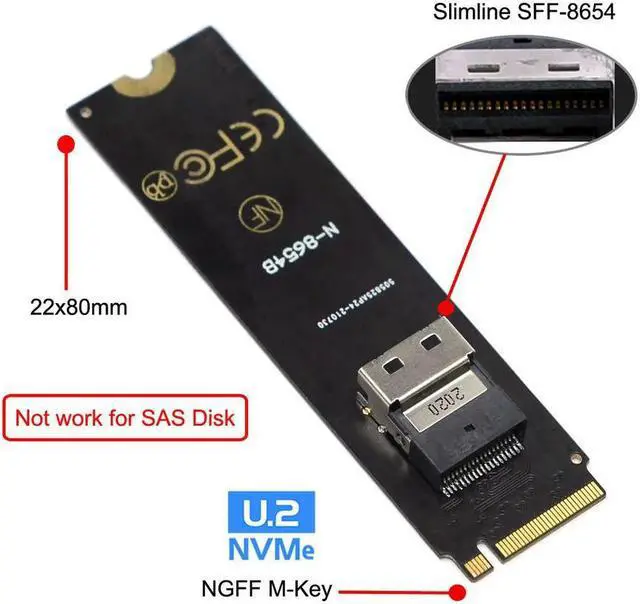 Main image of FOR NGFF SFF-8654 Slimline SAS PCIe SSD to NGFF M-Key NVME to U.2 U2 Kit SFF-8639 to for Adapter