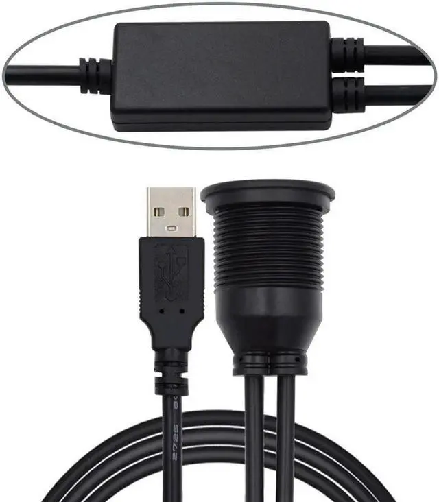 Main image of FOR 1m Waterproof Dustproof 480Mbps USB2.0 Type-A Male to Dual Female Hub Extension Data Power Cable Car Panel Mount Design