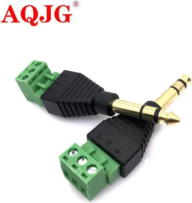 Main image of FOR 6.35mm Mono TS Male to AV Screw Video Terminal Adapter Converter Pluggable Solderless Plug for Video Audio Equipments