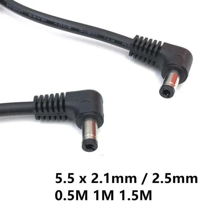 Main image of FOR 90 Double Elbow DC Power 5.5 x 2.1mm 2.5mm Male to 5.5 2.1/2.5mm Male Plug Cable Right d 90 50cm 1m 1.5M