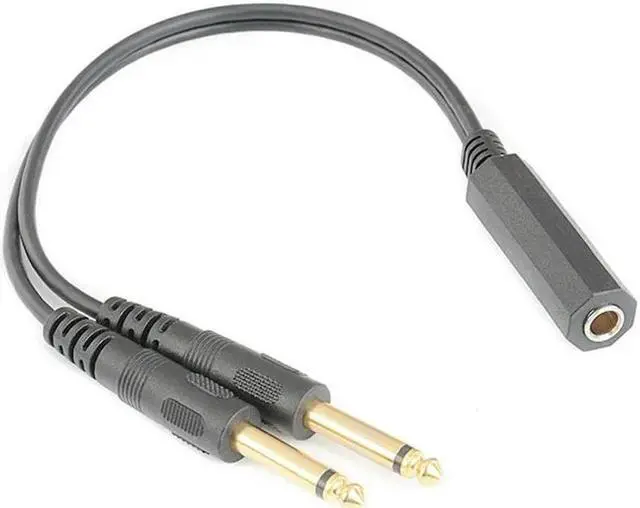 Main image of FOR 6.35 mm Female to 2 6.35 mm male Adapter Cable 1/4 6.35mm Plug to Dual 6.35mm Y Splitter Stereo Audio Cord