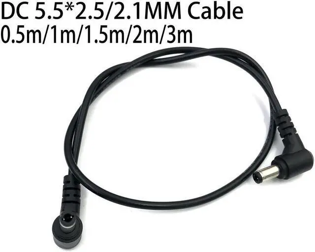 Main image of FOR 90 Double Elbow DC Power 5.5 x 2.1mm 2.5mm Male to 5.5 2.1/2.5mm Male Plug Cable Right d 90 50cm 1m 2m