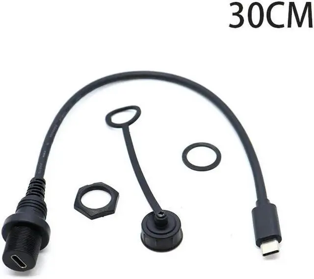 Main image of FOR 30cm Right USB Type C 2.0 Car Mount Dash Flush Waterproof Extension Cable for Car, Boat, Motorcycle, Truck Dashboard