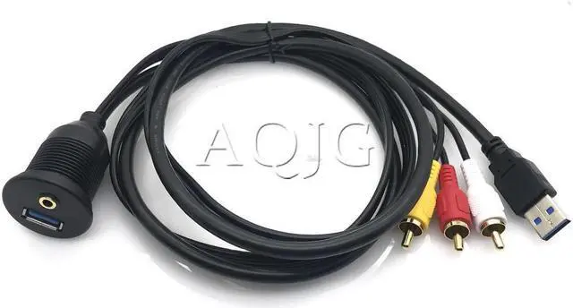 Main image of FOR 1m Car Dashboard Flush Mount Panel USB 3.0 3.5mm AUX RCA Extension Flush Mount Male to Female Cable Car Styling Dashboard