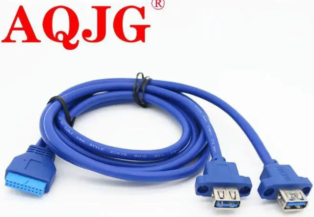 Main image of FOR 2 x USB3.0 Dual Port USB 3.0 Female Screw Mount Panel Type to Motherboard 20Pin Cable PC Case cables 20 pin 30cm 50cm 75cm