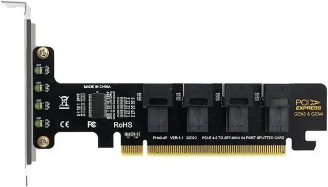 Main image of FOR Improved Storage with PCI-E U2 Expansion Card ,PCIe X16 to 4 NVME U.2 SSD SFF-8643 Cards Pcie 4.0 Split Card