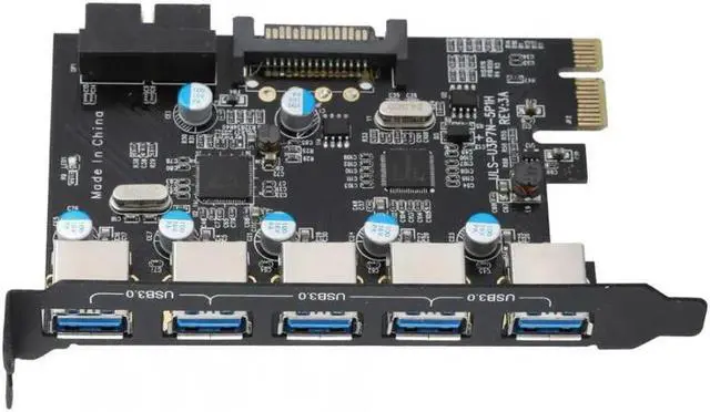 Main image of FOR PCIE To 7 ports USB3.0 hub PCI-E Expansion PCI Express Card Adapter SATA supply 4pin internal 19pin VLA chispet