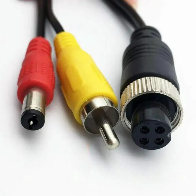 Main image of FOR (2 pcs Pack) M12 Adapter 4 Pin Female Aviation Plug to RCA AV + DC Male Extension Cable for Car Camera