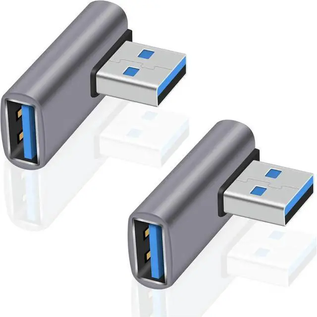 Main image of FOR 10GB USB 3.0 Type A to Type A Male to Female Adapter, 90 Degree USB 3.0 Adapter for Camera, USB hub, Mouse, Printer, 2Pack