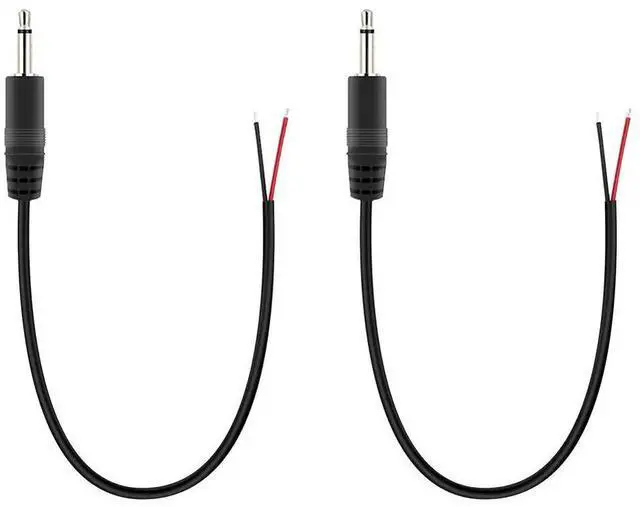 Main image of FOR (2 Pack) Replacement 3.5mm Male Plug to Bare Wire Open End TS 2 Pole Mono 1/8" 3.5mm Plug Jack Connector Audio Cable Repair