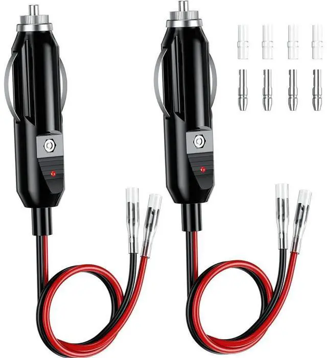 Main image of FOR 2 Pack 12V Fused Replacement Male Plug Adapter with Leads & LED Light, 16AWG Extension Cable with 15A Fuse C
