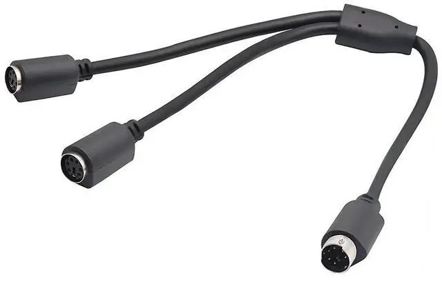 Main image of FOR PS 2 Splitter 6 pin Mini Din Male Plug to 2 x Female Sockets Cable Mouse/Keyboard Y Splitter Cable- PS/1 (M) to PS/2 (F) 30cm