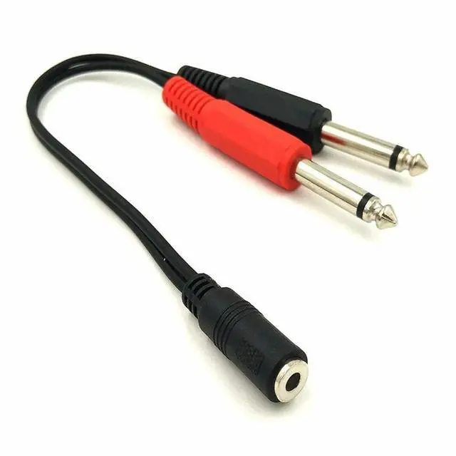 Main image of FOR 3.5mm (Mini) 1/8" TRS Stereo Female to 2 Dual 1/4 Inch 6.35mm Mono TS Male Y Splitter Cable 20cm/8inch