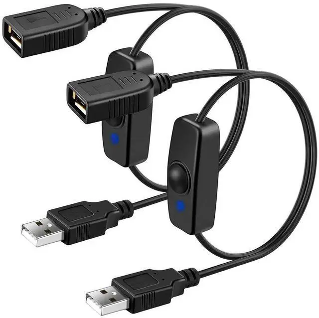 Main image of FOR 2-Pack USB On/Off Switch Cable Supply Data Power, USB Switch Cable Male to Female Cable for PC, TV, Car, USB Fan, LED Strips