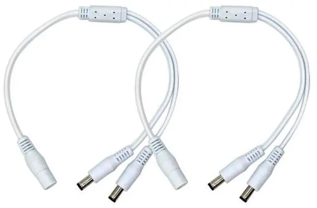 Main image of FOR 2Pack White 1 female to 2 male Way DC Power Splitter Cable Barrel Plug 5.5x2.1mm for CCTV Cameras LED Light Strip more