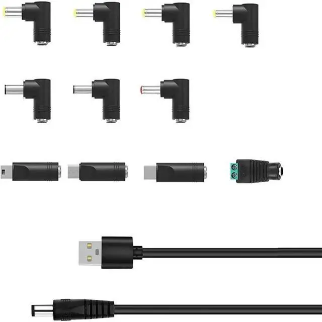 Main image of FOR 5V DC Charging Cable, USB to DC 5.5x2.1mm Plug Cord with 11 Connector Tips (5.5x2.5, 4.8x1.7, 4.0x1.7, 4.0x1.35, 3.5x1.3