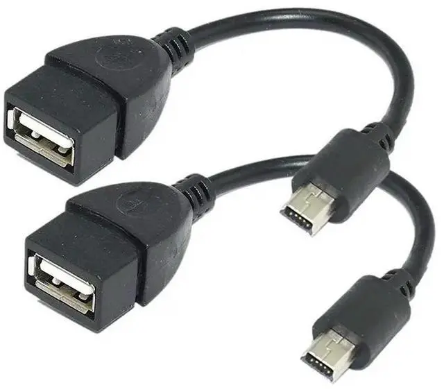Main image of FOR (2 Pack) Mini USB OTG Cable for Cameras - USB A Female to Mini USB B 5 Pin Male Adapter Cable