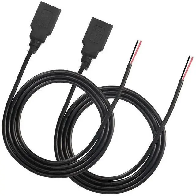 Main image of FOR 2pcs/lot USB Female Pigtail Cable Extension Power Cable 22AWG 5V 3A Socket to 2 Pin Bare Wire Open End Connector for DIY-2 Pcs