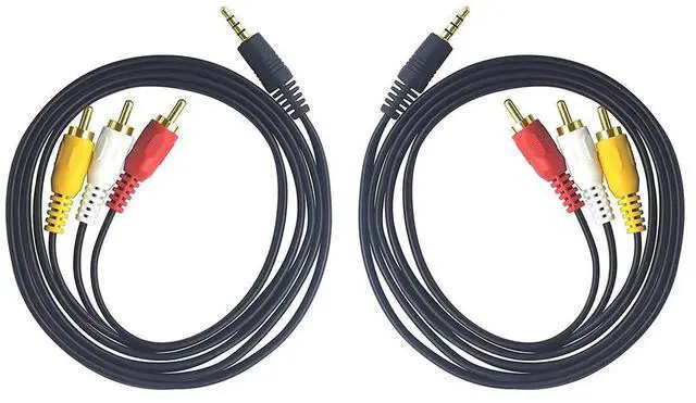 Main image of FOR 2-Pack 3.5mm to 3 RCA AV Cable 4FT, 1/8" TRRS AUX Male(CTIA) to RCA Male Stereo Audio Video Cable for TV, Camcorders, DVD Player