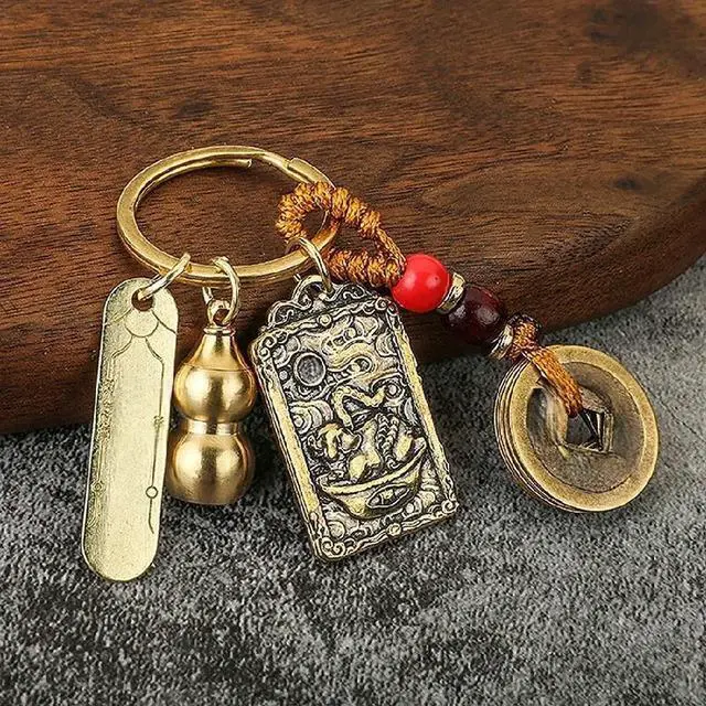 Main image of Brass Gourd Five Emperors Keychain
