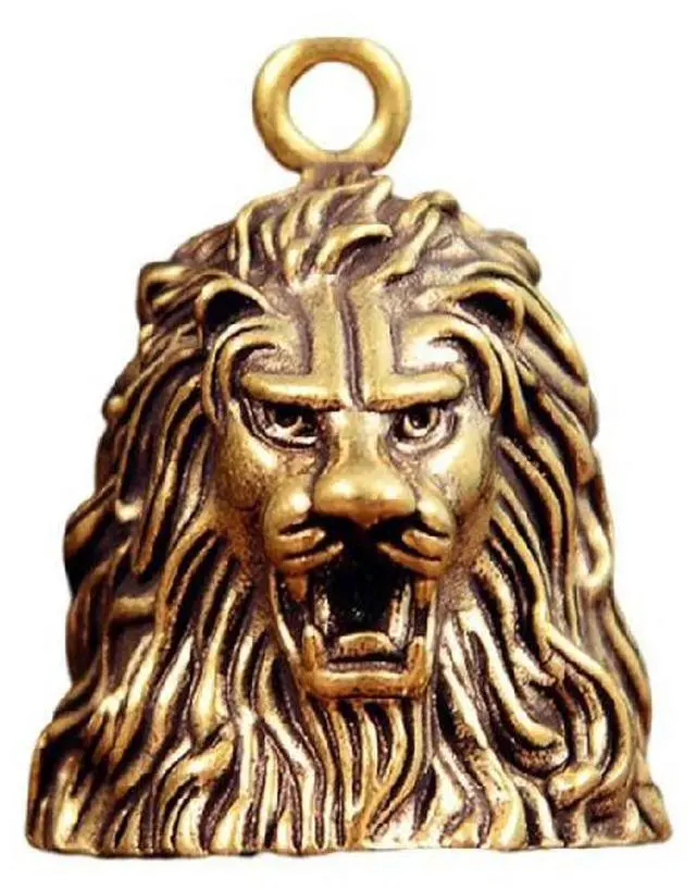 Main image of Lucky Brass Bell Lion Head Keychain