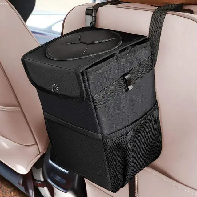 Main image of Car Trash Can with Lid Hanging Storage Pockets