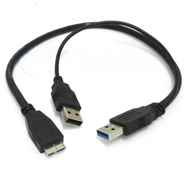 Main image of FOR USB 3.0 A Male to Micro USB Male 3 Y Cable with Extra USB Power for 2.5" Mobile HDD 60cm
