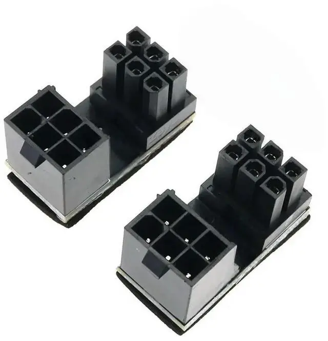 Main image of FOR 2Pcs 6pin 8pin Male 180 Degree Angled to 6pin 8Pin Female Power Adapter Port Connector plug socket for PC Graphics Card