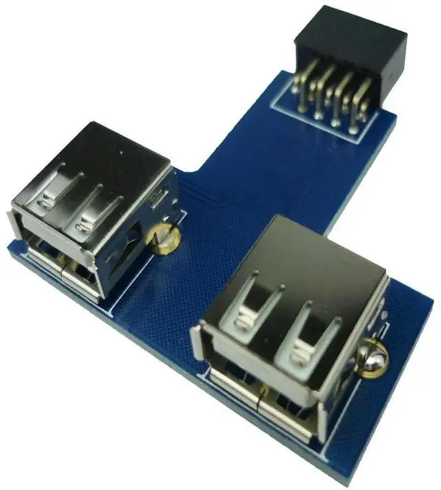 Main image of FOR Motherboard USB 2.0 9Pin Female to 2 Port A Female Adapter Converter PCB Board Card Extender Internal PC Case