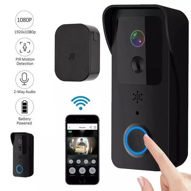 Alt view image 2 of 7 - 5G WiFi Smart Doorbell Wireless Video Security Camera Door Bell Intercom -Black